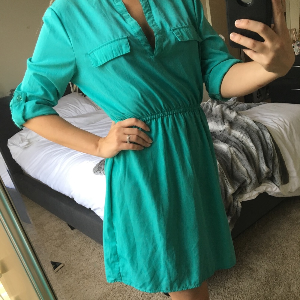 Aqua 3/4 Sleeve Dress